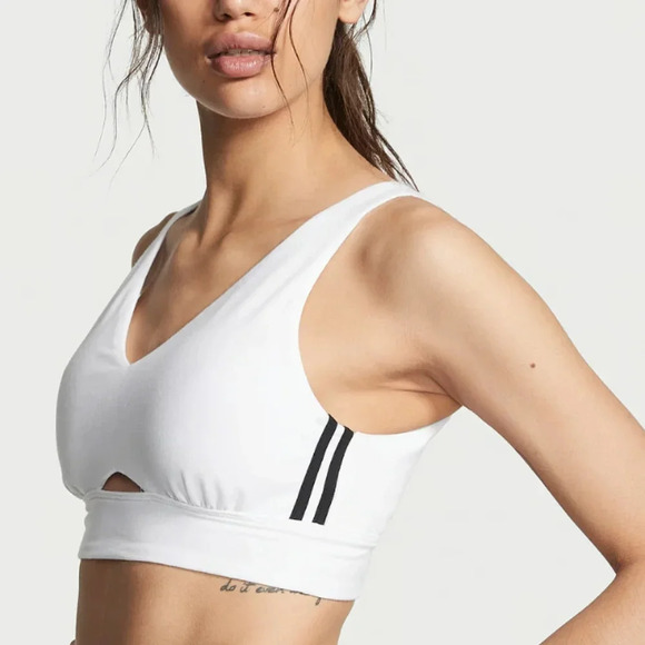 Victoria's Secret Other - New Victoria's Secret White Padded Cotton Cutout Longline Sports Bra Size XL